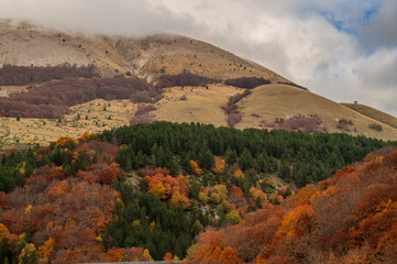 Abruzzo, Italy.  Spectacular autumnal landscapes. Foliage