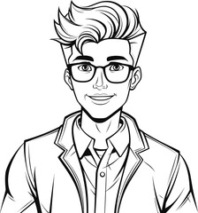 Stylish man with coloring page