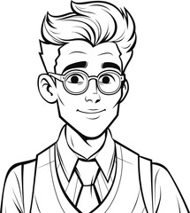 Stylish man with coloring page