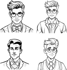 Stylish man with coloring page