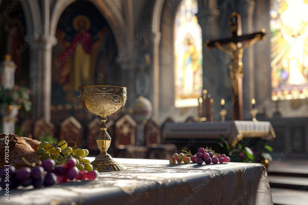 Poster holy communion. the background of the lent passion week. easter conce