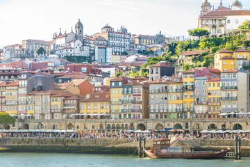 Ribeira district  in the historic  center of Porto - obrazy, fototapety, plakaty