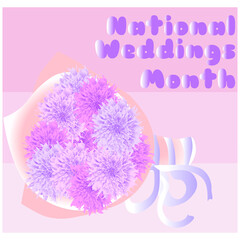 National Weddings Month, wedding bouquet poster or square banner design