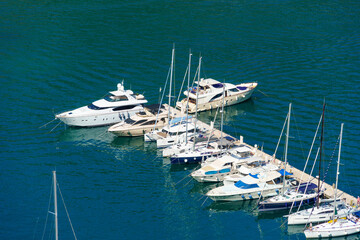 top view of the berth with yachts