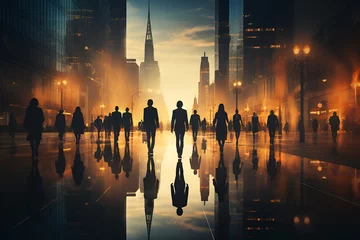 Fotobehang Blurred people in the city. © Nadezda Ledyaeva
