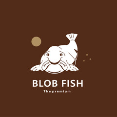 animal blob fish natural logo vector icon silhouette retro hipster	