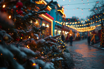 Glowing Festivities: Snowy Holiday Village