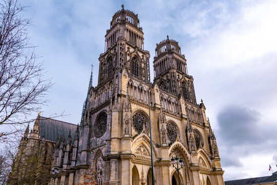 Side view of Orléans Cathedral, Loiret, France