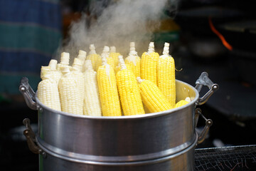 Steamed corn on the cob