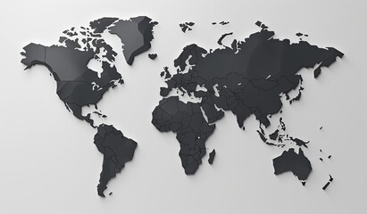Fototapeta na wymiar black world map on a white background
