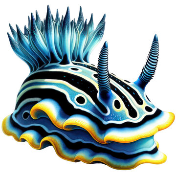 recommend clip art: Nudibranch Sea Slugs, Watercolor Drawing Nudibranch Sea Slugs Sea life animals, Hyper Realistic style, PNG