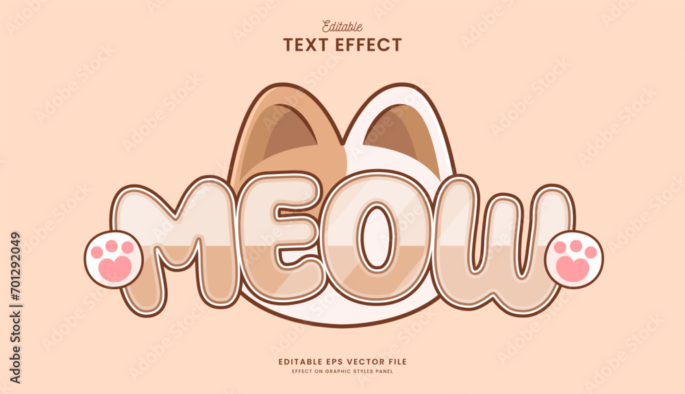 Poster decorative editable kitten text effect vector design