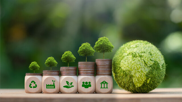 ESG environment social governance investment business concept.  social business strategy, environment, sustainability-related risks. Sustainable corporation development.