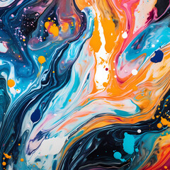 Abstract swirls of paint in vibrant, expressive colors.