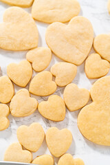 Heart-shaped sugar cookies with royal icing