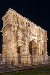 Fototapeta na wymiar Illuminated Arch of Constantine in Rome, Italy
