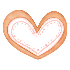 Heart shaped cookies watercolor illustration for Valentines card 