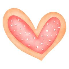 Heart shaped cookies watercolor illustration for Valentines card 