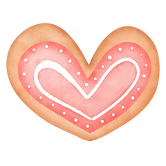 Heart shaped cookies watercolor illustration for Valentines card 