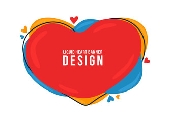 Modern liquid banner with heart shapes. Colorful background design made from flowing heart shapes or liquid forms for presentation, flyer, invitation, banner and poster. Happy Valentine's day. Vector 