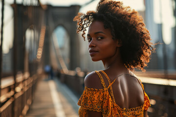 Frau Mode Brooklyn Bridge