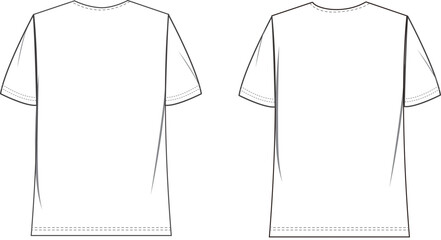 White t-shirt vector template (front and back) mockup on white background.