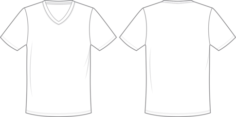 Fotobehang Unsex white V-neck t-shirt design templates (front, back views). Vector illustration. ©  karina666888