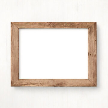 Maqueta de marco vertical vacío aislada sobre fondo transparente, plantilla de arte para pintura, fotografía o afiche, elemento de diseño de maqueta de un marco de madera de roble