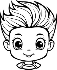 Face girl emoji with vector coloring page