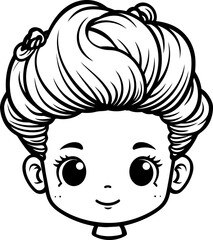 Face girl emoji with vector coloring page