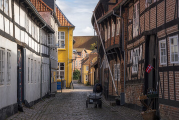 Narrow Old Street in Ribe, Denmark