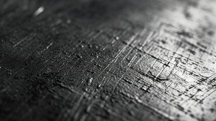 A detailed monochrome image showing a scratched and distressed silver metallic surface.