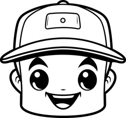 Face cap cartoon vector image, coloring page