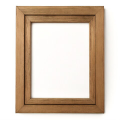 
Marco vertical rectangular fino de madera clara colgado en una pared con textura blanca, plano, vista superior, ilustración 3D