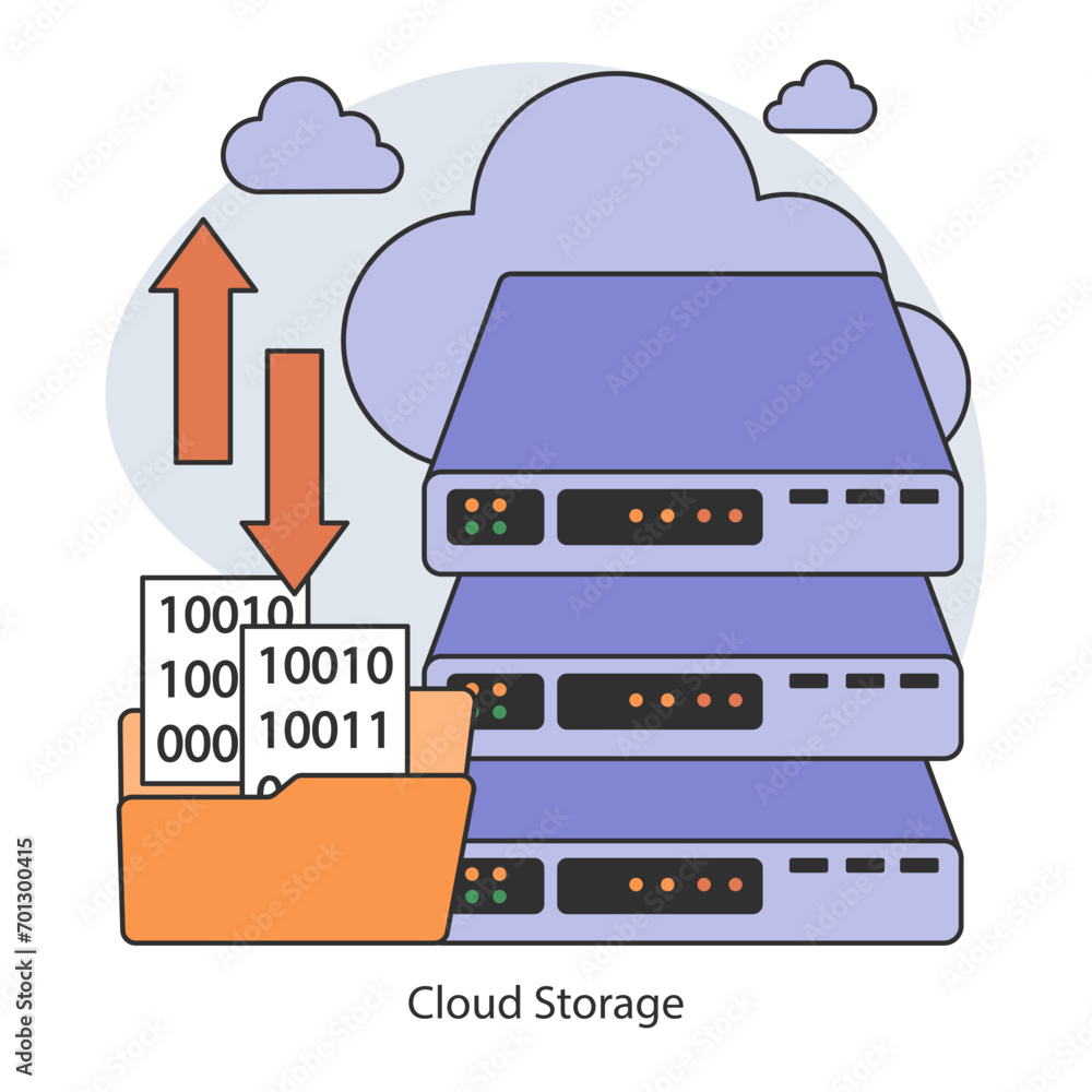 Poster cloud storage. virtual data servers and secure cloud technology. efficient data management with scal