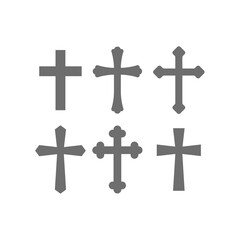 Christian cross vector icon set. Christianity crosses simple icons.