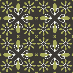Green Floral Geometric Pattern Design