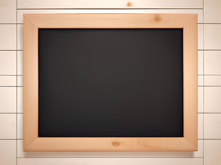 blank black chalkboard background and wooden frame. vector illustration.