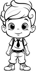 Cute boy vector coloring page