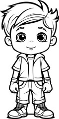 Cute boy vector coloring page