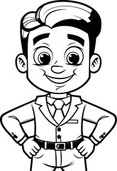 Cute boy vector coloring page