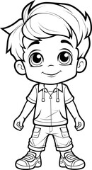 Cute boy vector coloring page