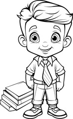 Cute boy vector coloring page