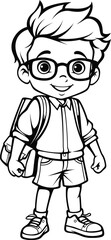 Cute boy vector coloring page