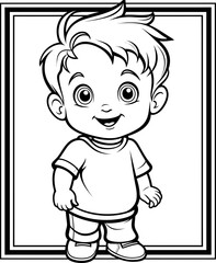 Cute boy vector coloring page