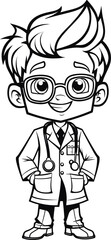 Cute boy vector coloring page