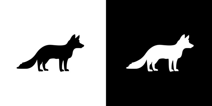 Fox silhouette icon. Animal icon. Black animal icon. Silhouette