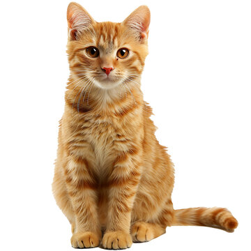ginger cat sitting, isolated without background