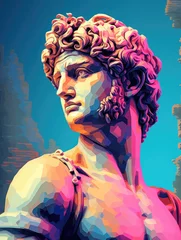 Fotobehang Pixel art 8-bit art style 3D of portrait ancient Greek statue in modern style © YamunaART