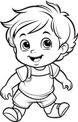 Baby boy emoji vector image, black and white coloring page
